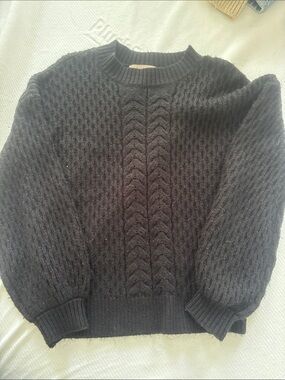 Philosophy Black Chunky Cable Crewneck Sweater